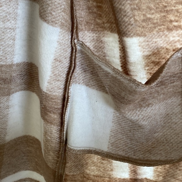 Rachel Zoe Tan Cream Plaid Coat - Lightweight Large - Picture 5 of 9